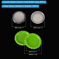 40 Set Bottle Caps for Crafts Caps with Epoxy Stickers Light Green