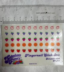 Vintage 1980’s Fabulous Flavors Different Fruit Fingernail Stick-Ons Stickers