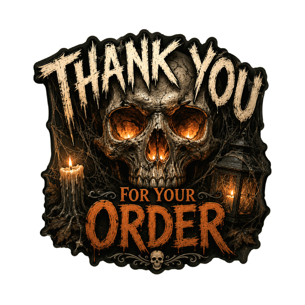 Thank You for Your Order Horror Skull Halloween Gothic Stickers 20 per Sheet