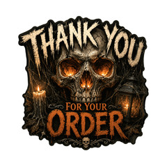 Thank You for Your Order Horror Skull Halloween Gothic Stickers 20 per Sheet