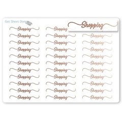 Shopping Script Planner Stickers / 30 ROSE Gold Foiled Text Headers (1.5”)