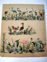 Fantastic 1800’s Scrapbook Page w/ Gorgeous Die Cuts of Birds & Frog *