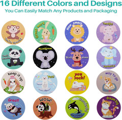 1000 Animal Stickers for Kids, 16 Designs, 1 Inch, 2 Rolls