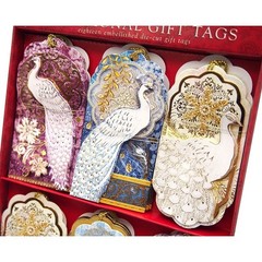 Punch Studio Christmas Gift Tag Set, 18 pcs (White Peacock)
