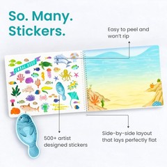Toddler Travel Essentials: Animal Sticker Book with 12 Scenes & Coloring Pages