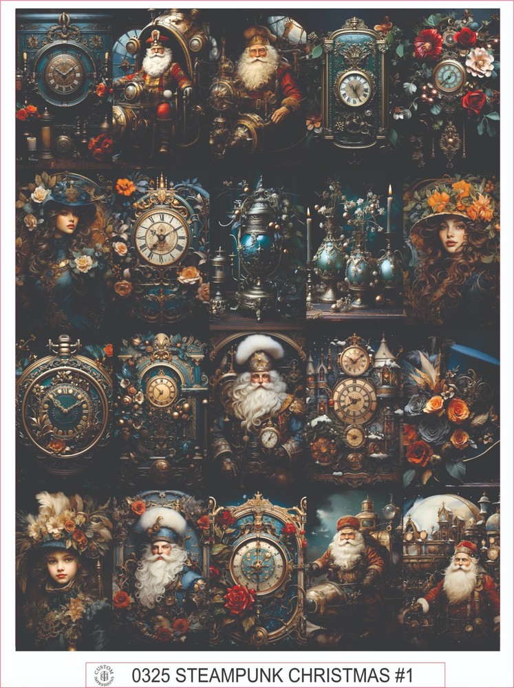 STEAMPUNK CHRISTMAS #1 – COMPLETE SHEET OF 20 STICKERS