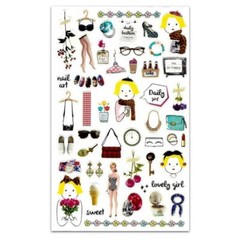 CUTE DAILY GIRL STICKERS Diary Activity PVC Sticker Sheet Craft Kids Scrapbook