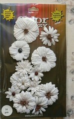 Assorted Flower Mix WHITE 14 PAPER Darjeeling CMC 25-45mm Across Petaloo F