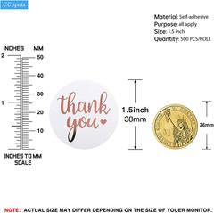 1.5 Inch Rose Gold Thank You Stickers Roll, 500 Pcs – Labels, Envelope Seals, We