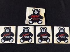 Vintage Stickers D.A.R.E. Fuzzy Bear Lion Lot Of 5 Dare Textured Black 80’s