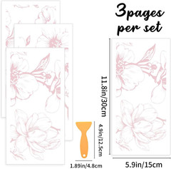 3 Sheets White Pink Floral Rub on Transfers for Crafts and Furniture