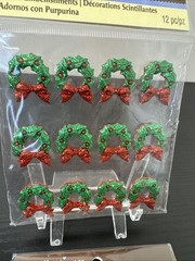 2 Recollections CHRISTMAS Red & Green Glitter Christmas Wreaths 12pc/pz New