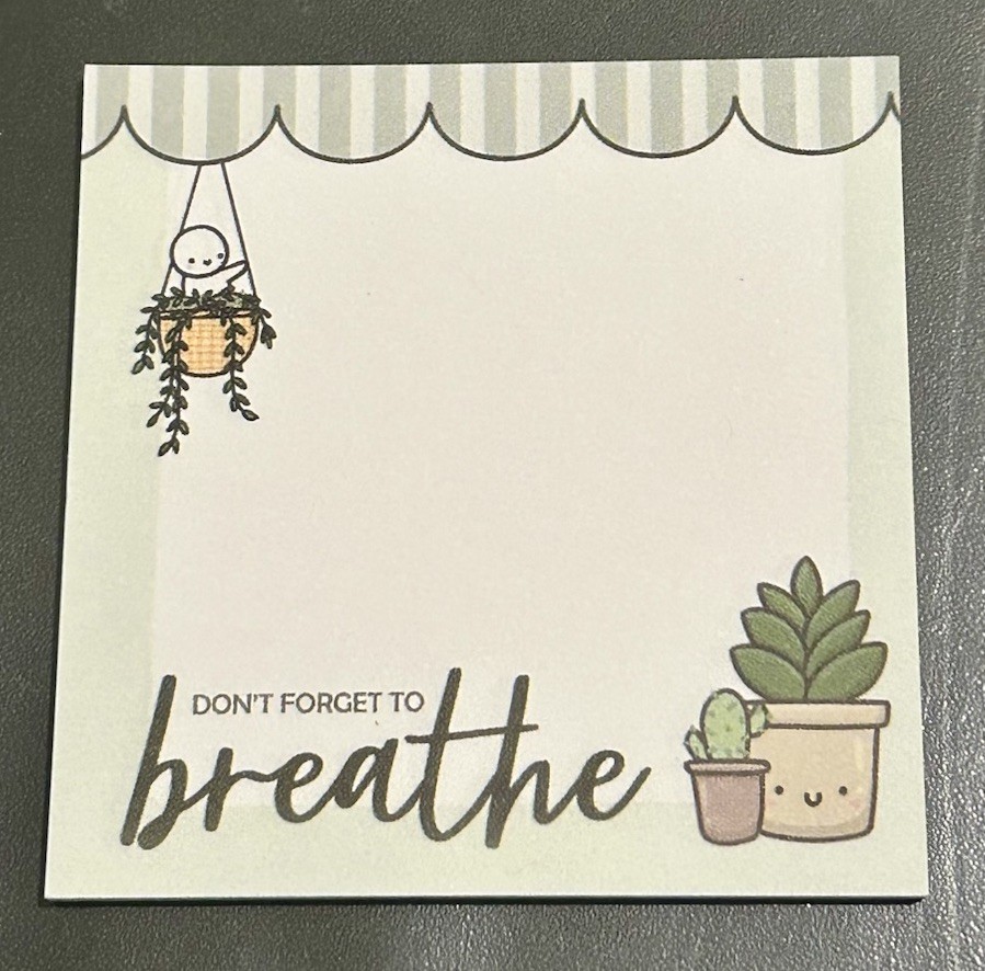 New OMWL “Don’t Forget To Breathe” Sticky Notes Notepad Once More With Love