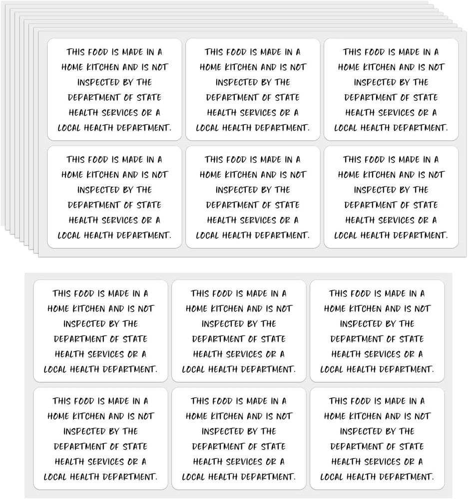 Cottage Food Law Label Stickers, 120 Pack, 1.5×2 Inch, Non-Inspection