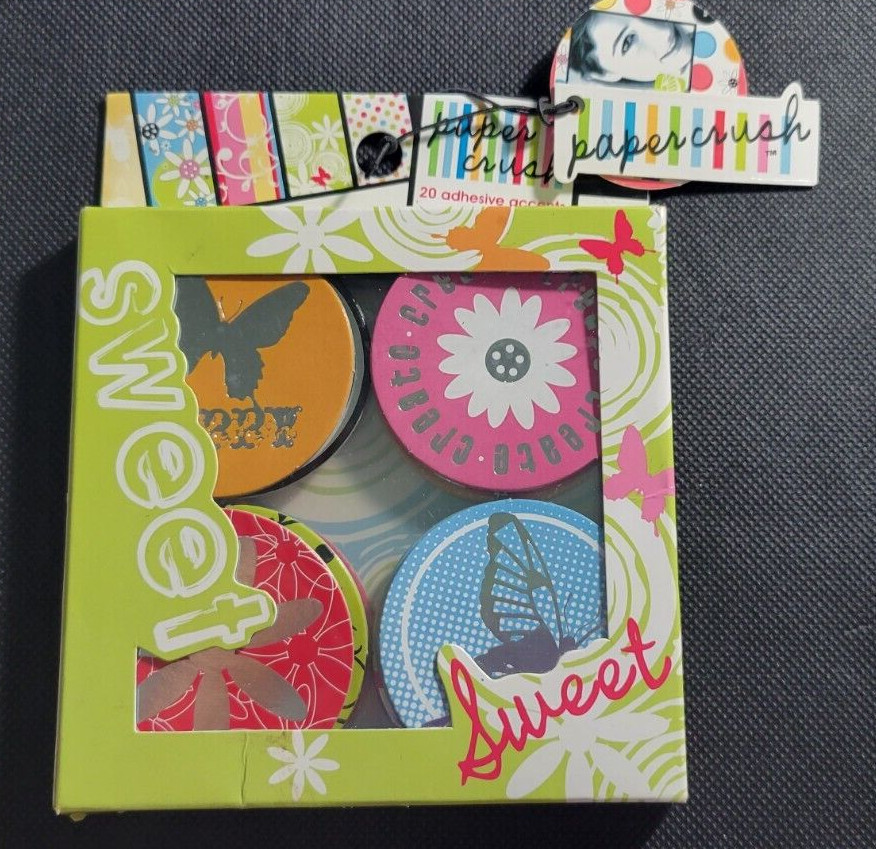 20 PAPER CRUSH Adhesive Chipboard Accents Colorbok HOPE SIMPLE LIFE LUCKY HAPPY