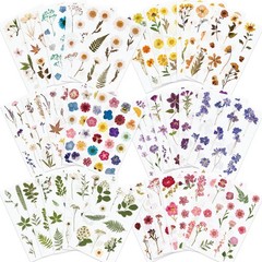 36 Sheets Botanical Stickers, Pressed Flower Decals for Journals, Multicolor