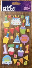 Sticko Baby First 1st Birthday Party One Year Old Cake Cupcake Scrapbook Sticker