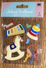 RARE Jolees Baby Toys Rocking Horse Xylophone Key On Ring 3D Scrapbook Stickers