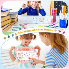 1,620 Holographic Glitter Star Stickers 0.6″, 6 Colors Self-Adhesive Mini Sti…