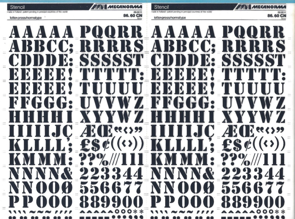 MECANORMA Dry Transfer Lettering 23.96 LN #861 STENCIL 16mm