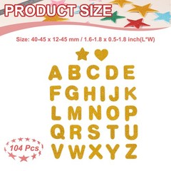 Alphabet Foam Stickers, 104Pcs Letters A-Z EVA Self Adhesive Glitters, Golden