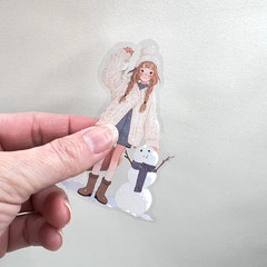 Winter Holiday Snow Girl Stickers Junk Journal Collage Scrapbooking