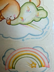 New VTG Sealed 1984 Hallmark Baby Teddy Bear Bunny Rainbow Cloud Star Stickers