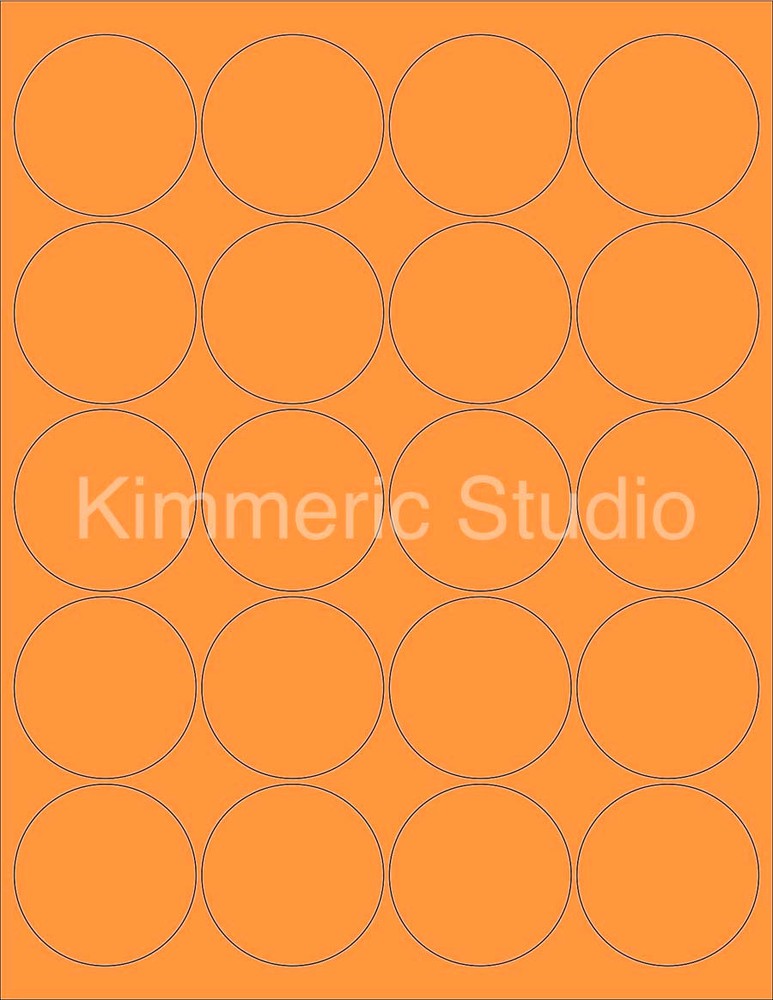 6 SHEETS 2″ ROUND BLANK FLUORESCENT NEON ORANGE STICKERS LABELS HALLOWEEN