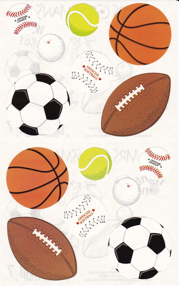 Mrs. Grossman’s Giant Stickers – Sports – Football Soccer Golf Tennis – 2 Strips