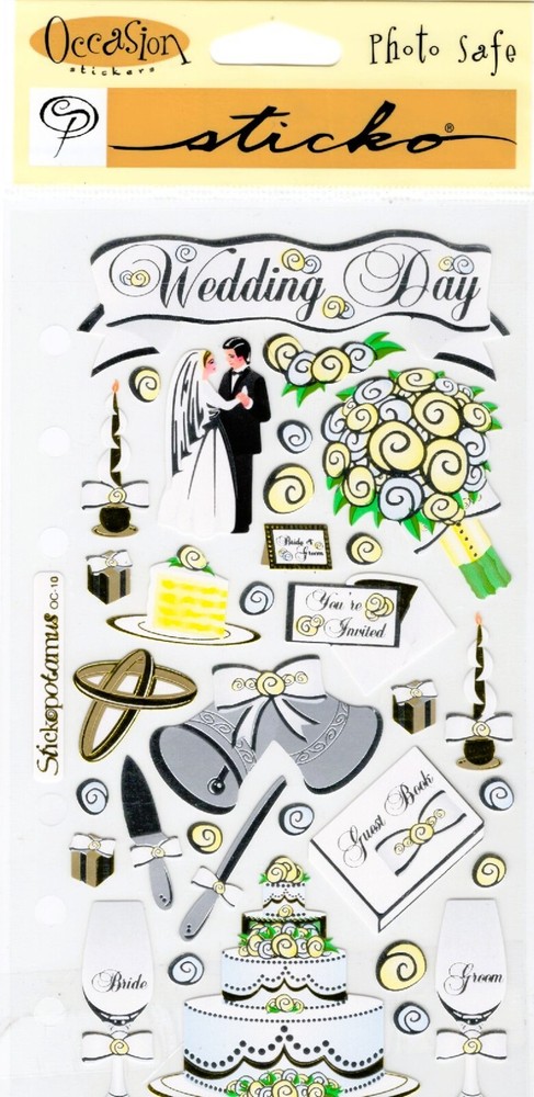 Wedding Day, 4×7″ scrapbook stickers – Sticko SPOC10