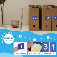 1.5″ Consecutive Number Stickers, 1 Set Self Adhesive Number Decals, Blue