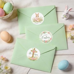 Happy Easter Stickers Religious Easter Bunny Egg Stickers 2 Inch 60Pcs Large …