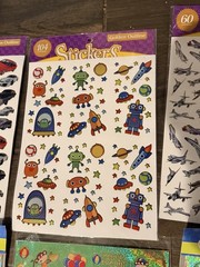 Lot Of 6 Vintage Style Sticker Sheets Golden Laser Holographic Cars Planes Robot