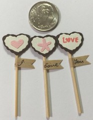 I LOVE YOU CHOCOLATE LOLLIPOP Embellishments(3pc)Jolee’s•Valentine •Candy•Hearts