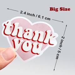 2.4 Inch Pink Heart Shaped Thank You Stickers 2 Rolls for Small Business 240
