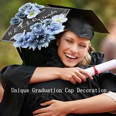 Nagobi DIY Graduation Cap Decorations Kit, Flowers Grad Blue