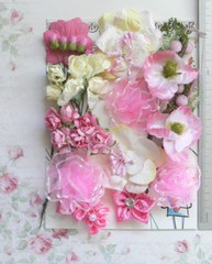 PINK & IVORY 9 Styles 30 Paper – Flowers, Roses & Silk Flowers 5-50mm VD2