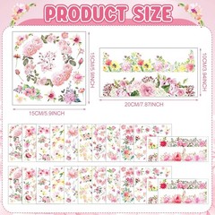 24 Sheets Rub on Transfers Flower Decor Stickers PET Iron on Transfers Plant Sti