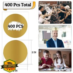 GUEER 400 Pcs Scratch Off Stickers 2 Inch Gold