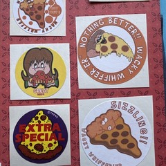 vintage 80s 90s + scratch & sniff PIZZA Stickers Sandylion Mark 1 Trend CTP Lot