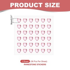 5 Sheet Heart Gem Stickers 8mm, Self Adhesive Rhinestones Jewel Sticker Pink