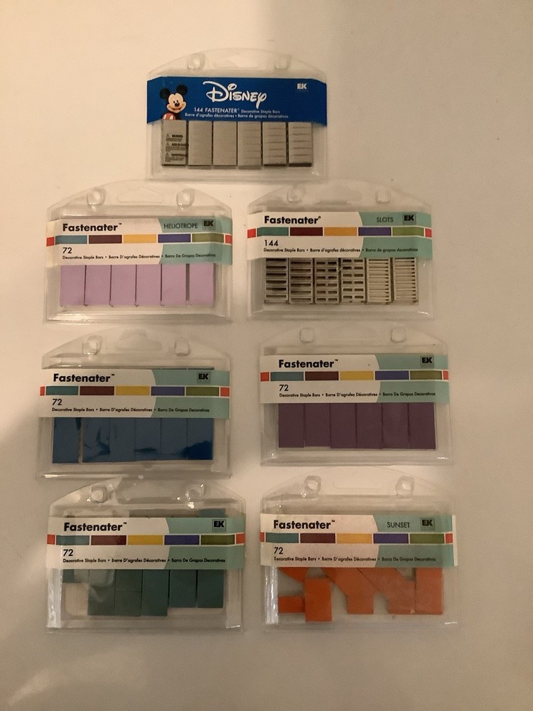 Lot Of 7 EK Success Fastenater Decorative Staple Bars 5 New, 2 Preowned.
