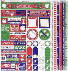 Reminisce BSB-100 Baseball Cardstock Sticker, 12″ by 12″, Multicolor