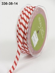 MAY ARTS RIBBONS~GROSGRAIN DIAGONAL STRIPE~RED & WHITE~3/8 INCH X 3 YDS!
