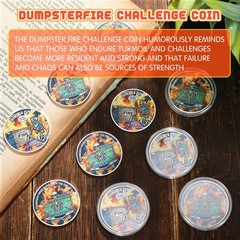 10 Pcs Dumpster Fire Challenge Coins Dumpster Fire and Skull Desk 1.57» Meda…