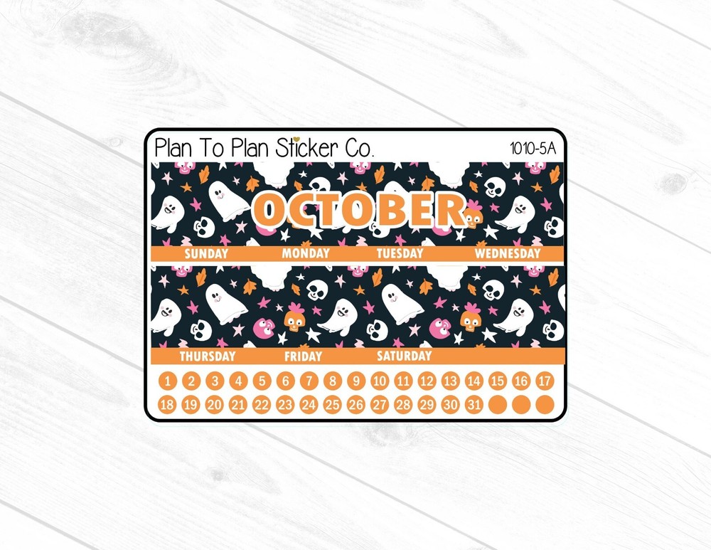1010-5A~~October 7X9 Monthly View Planner Stickers.