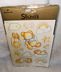 New VTG Sealed 1984 Hallmark Baby Teddy Bear Bunny Rainbow Cloud Star Stickers