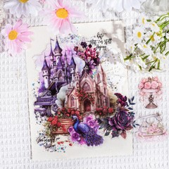 Fairy Lady Castle PET Stickers Junk Journal Album Card Scrapbooking DIY Collage