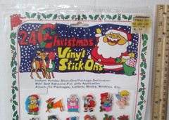 24 CHRISTMAS VINYL STICK ONS Vintage 1980’s Puffy Stickers Bradford Novelty MX0
