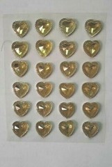 CraftbuddyUS 24pcs 16mm Stick On Pointed Resin Yellow/Gold Hearts Rhinestone Gem